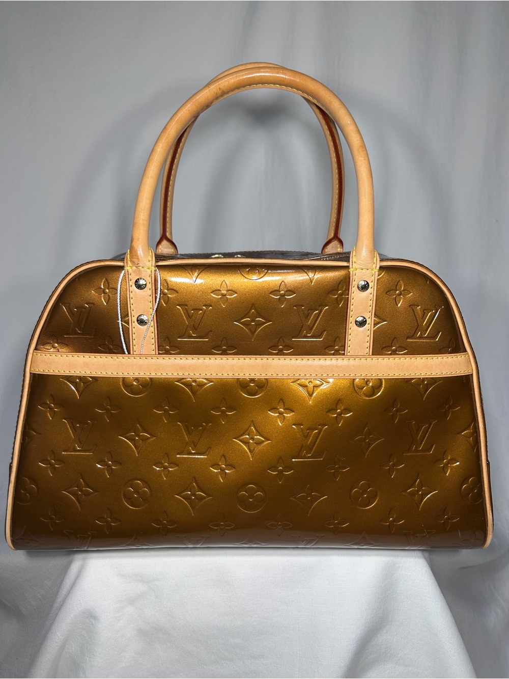 Louis Vuitton Metallic Bronze Monogram Satchel with Natural Leather Trim
